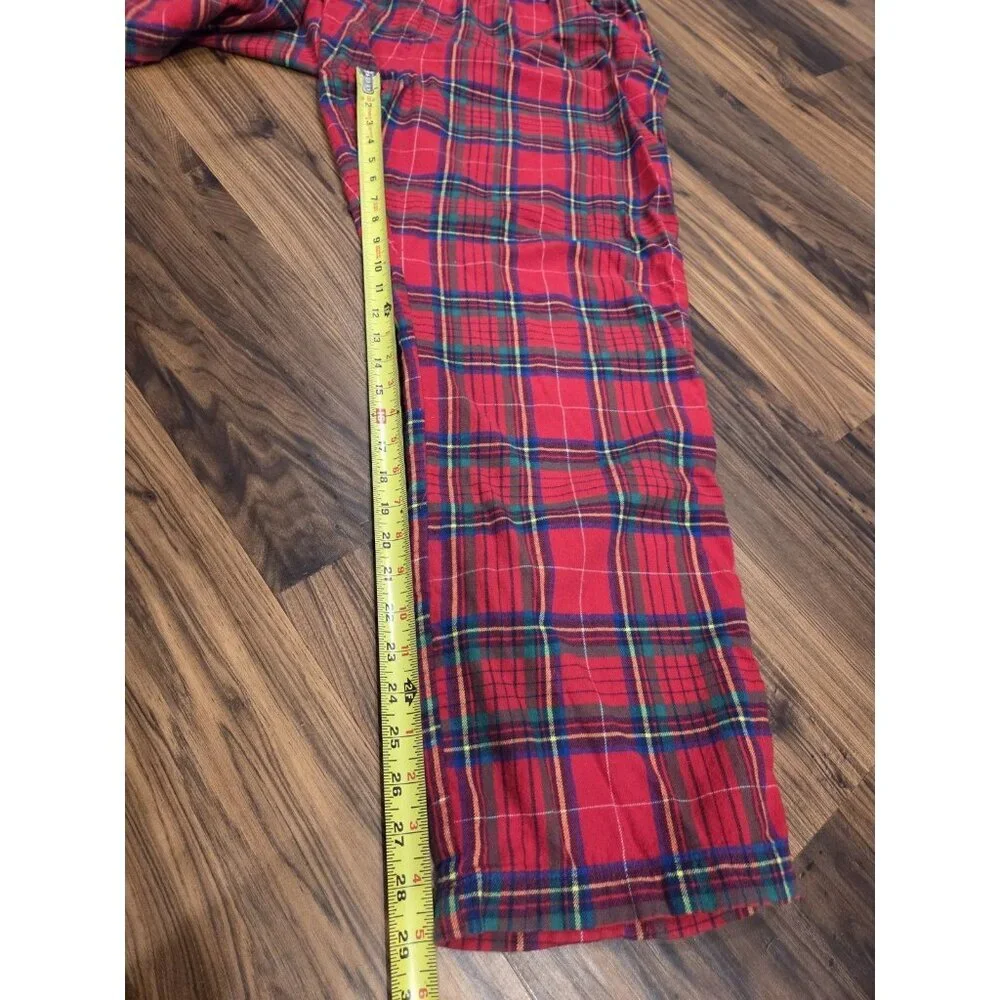 Lands’ End Red Plaid Flannel Pajama Set XL Cotton Button Up PJs Holiday - Picture 6 of 8